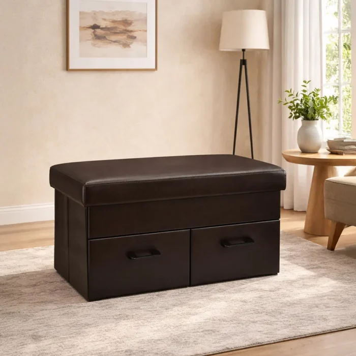 Flexi Big Foldable Ottoman with 2 Drawers (Brown)