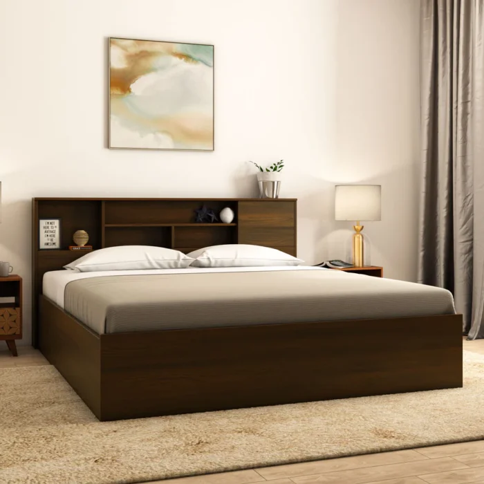 Mozart Queen Bed With Storage (Walnut)