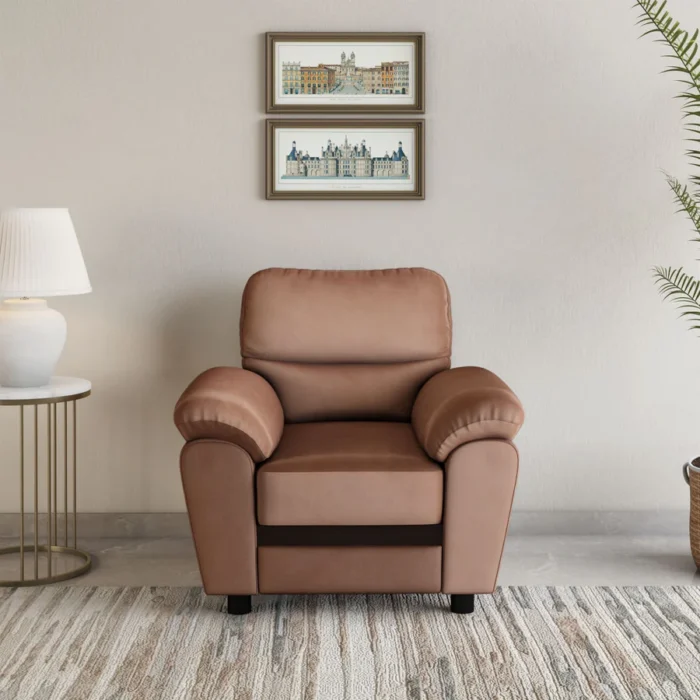 Rebecca 1 Seater Velvette Sofa (Brown)