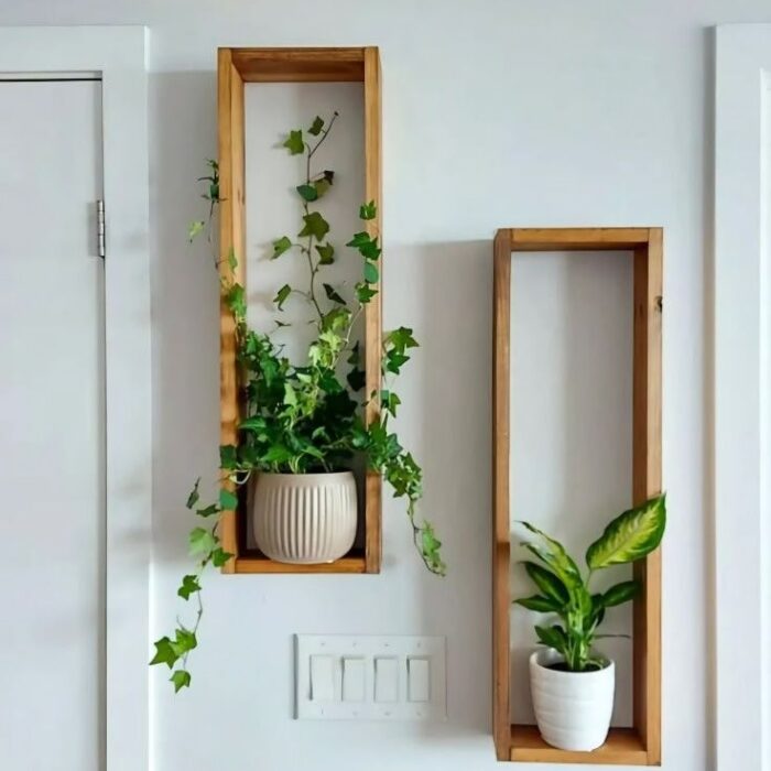 Vertical Rectangular Shadow Box Wall Shelf Set