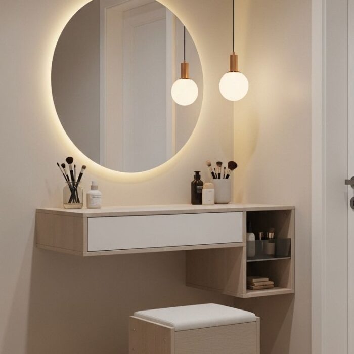 Dressing table with mirror