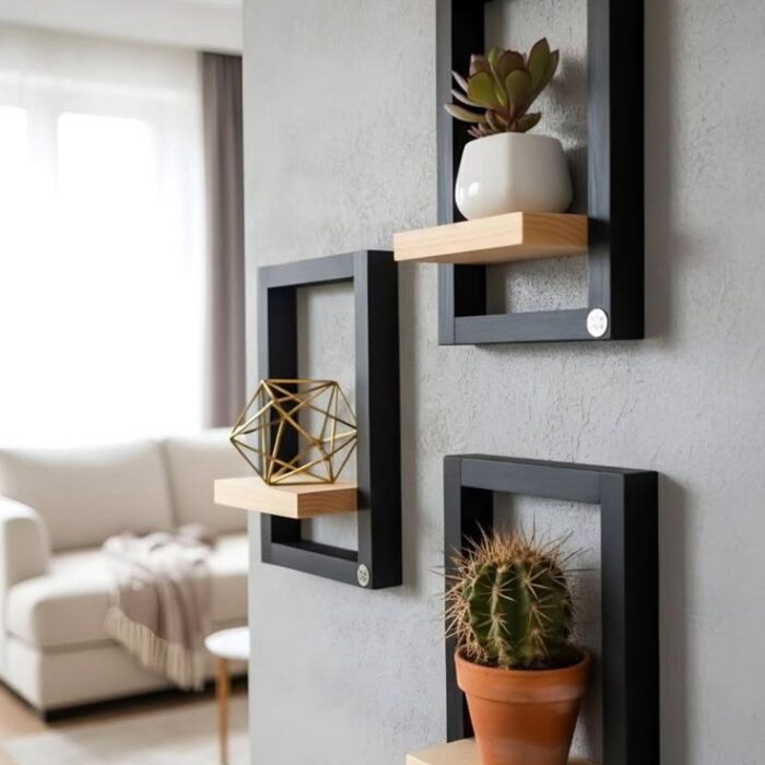Modern Geometric Shadow Box Floating Shelves