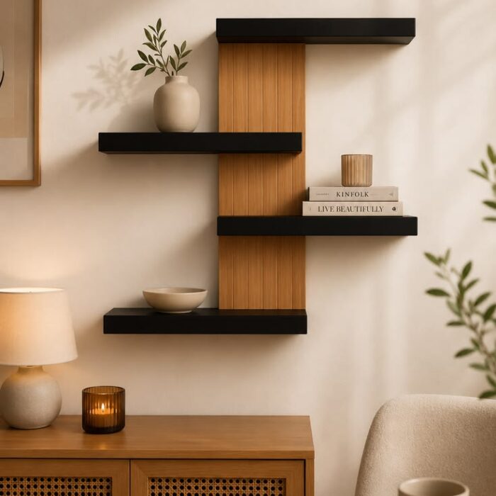 Modern Two-Tone 4-Tier Interlocking Floating Shelf