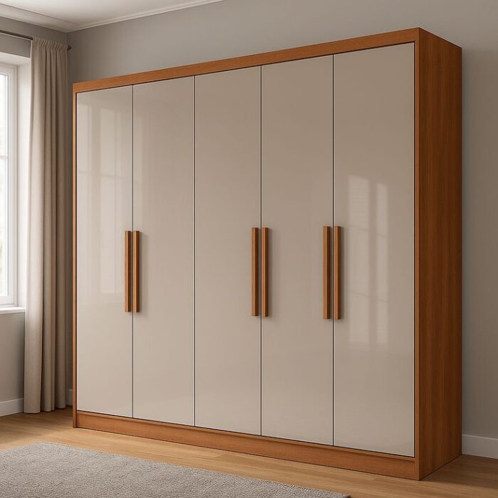Modern 5-Door High-Gloss Fitted Wardrobe